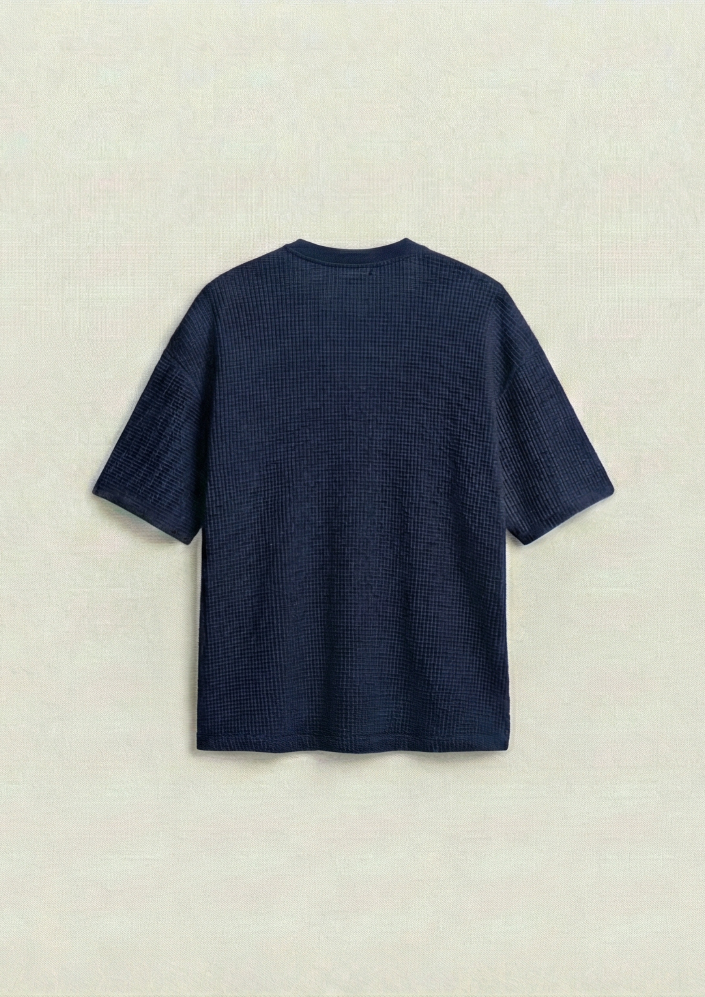 Pack of 2 – Waffle Knit Oversized Tees - (Navy Blue – Cream)