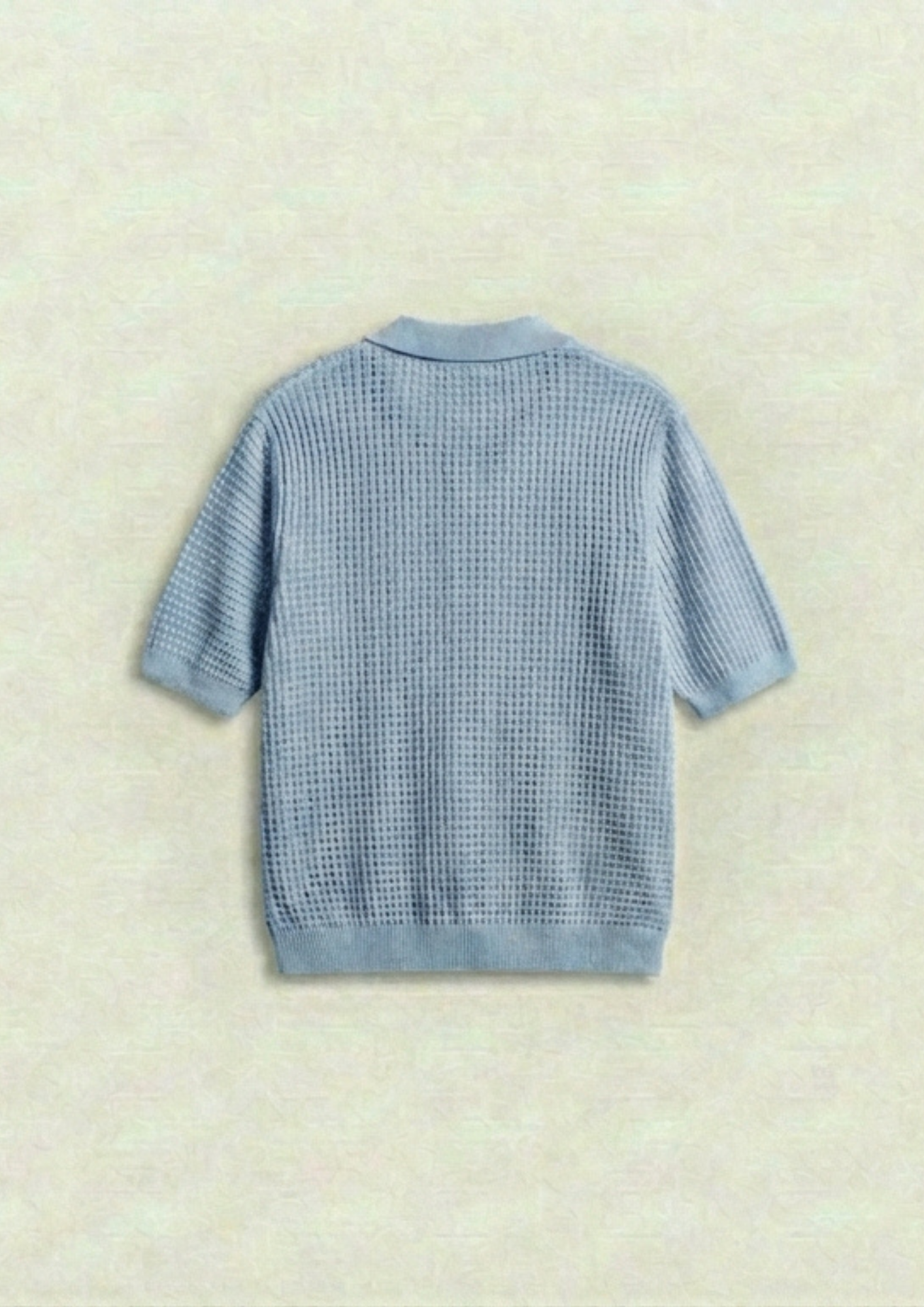 2 Piece Waffle Knit Polo T-Shirt (Navy Blue – Light Blue)
