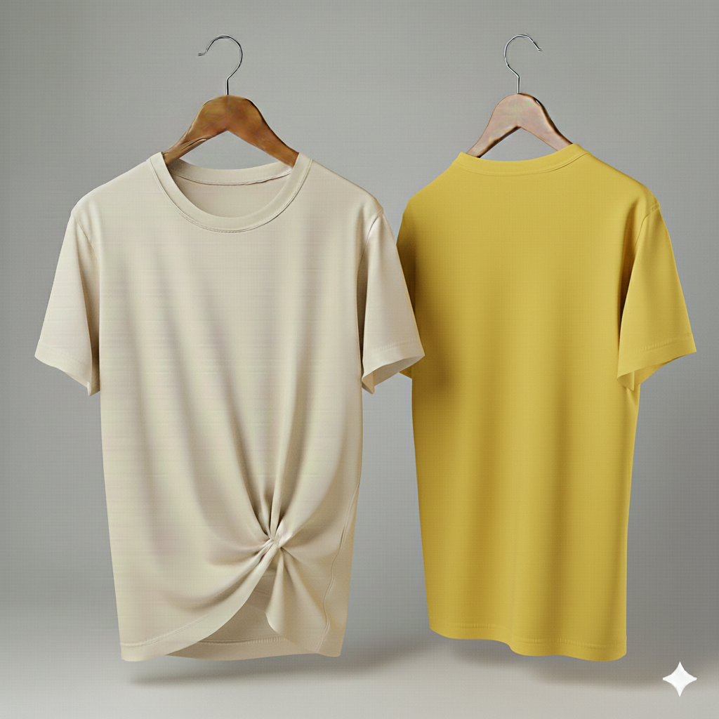 Drop Shoulder Pack of Two (Cream & Yellow)