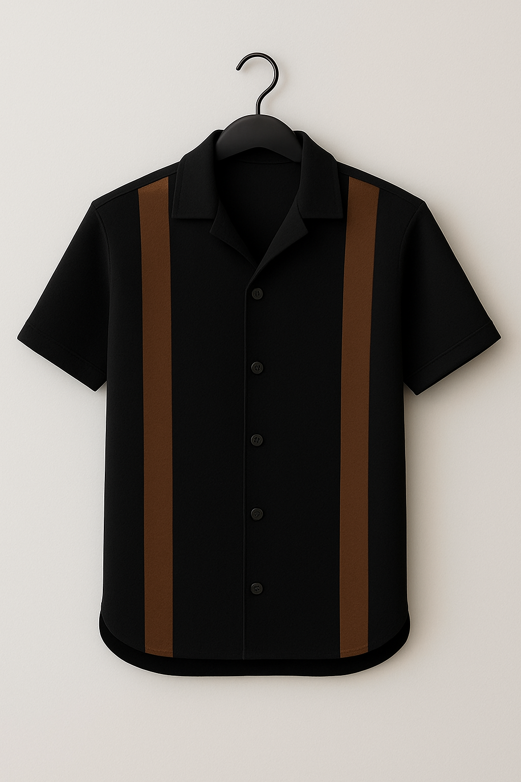 Black Brown Panel Cuban Shirt