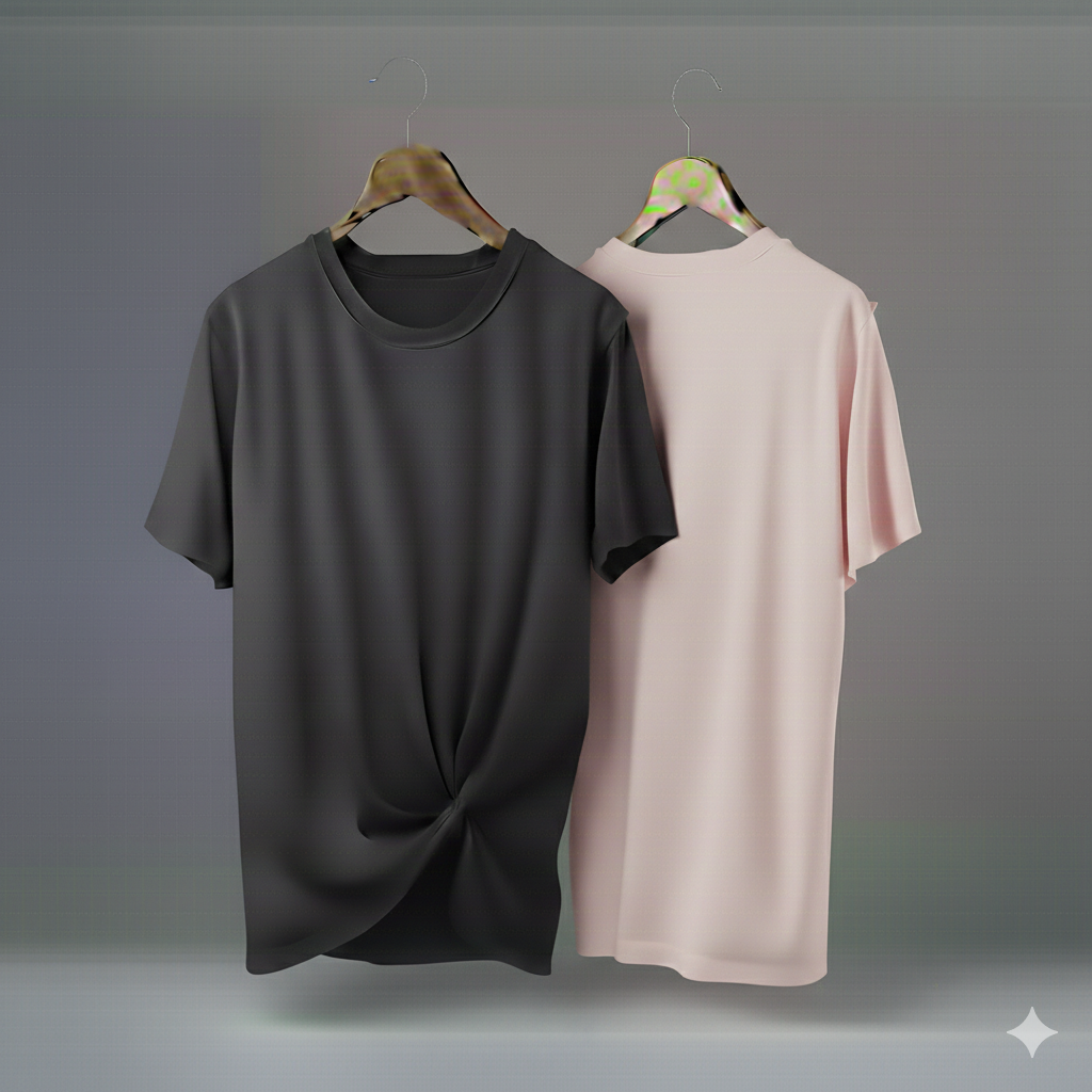 Drop Shoulder Pack of Two (Dark Gray & Pink)