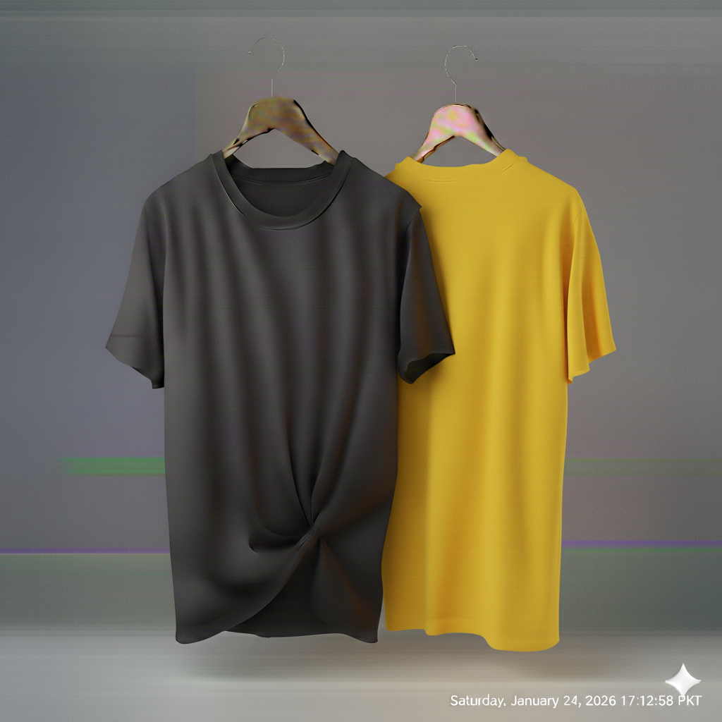Drop Shoulder Pack of Two (Dark Gray & Yellow)