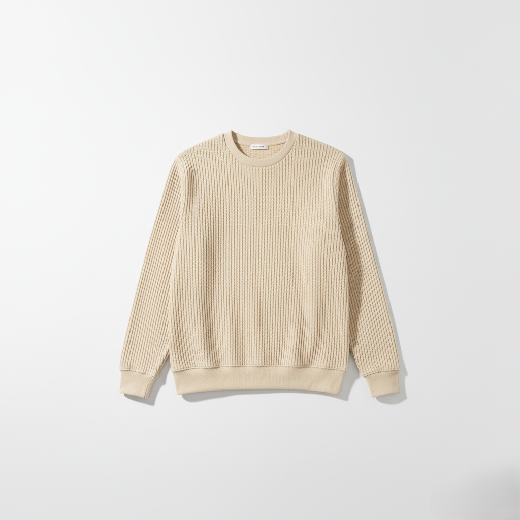 2 Pieces Waffle Knit Tees ( BROWN & CREAM )