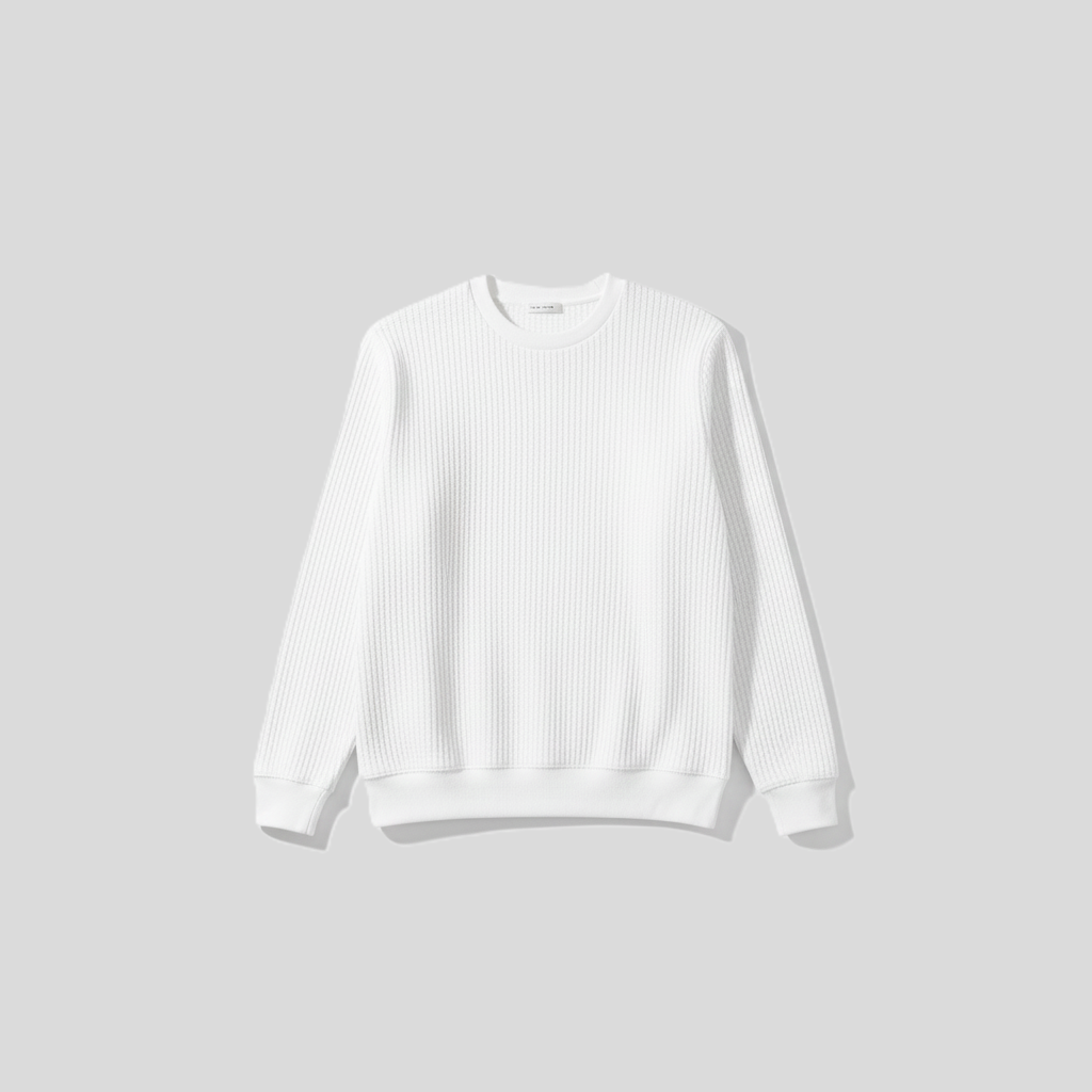 2 Pieces Waffle Knit Tees ( WHITE & CREAM )
