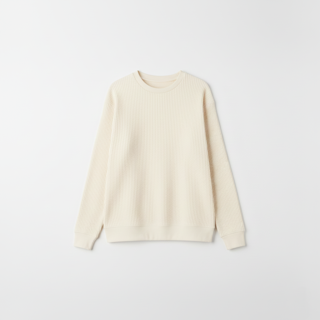 2 Pieces Waffle Knit Tees ( BLACK & CREAM )