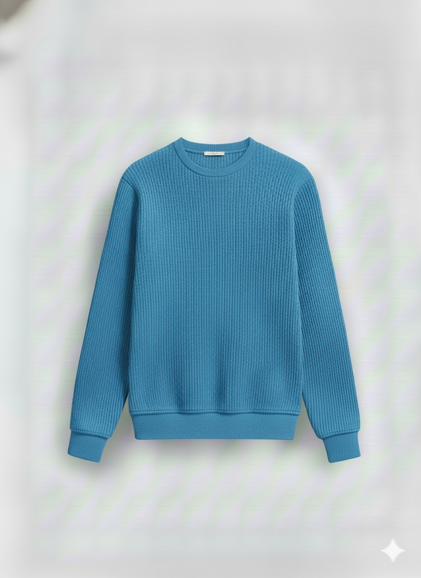 2 Pieces Waffle Knit Tees ( White + Sky Blue )