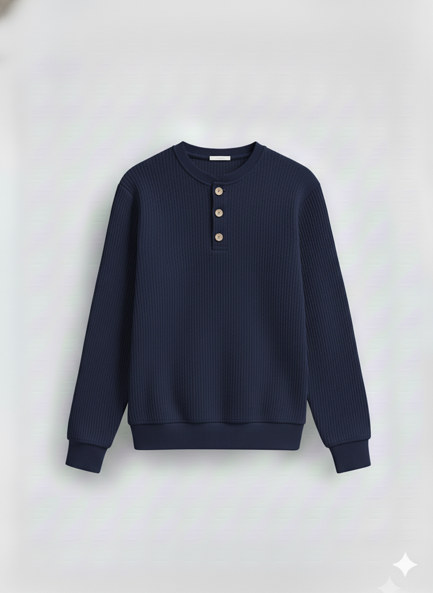 2 Pieces Waffle Knit Henley Pack (White & Navy)