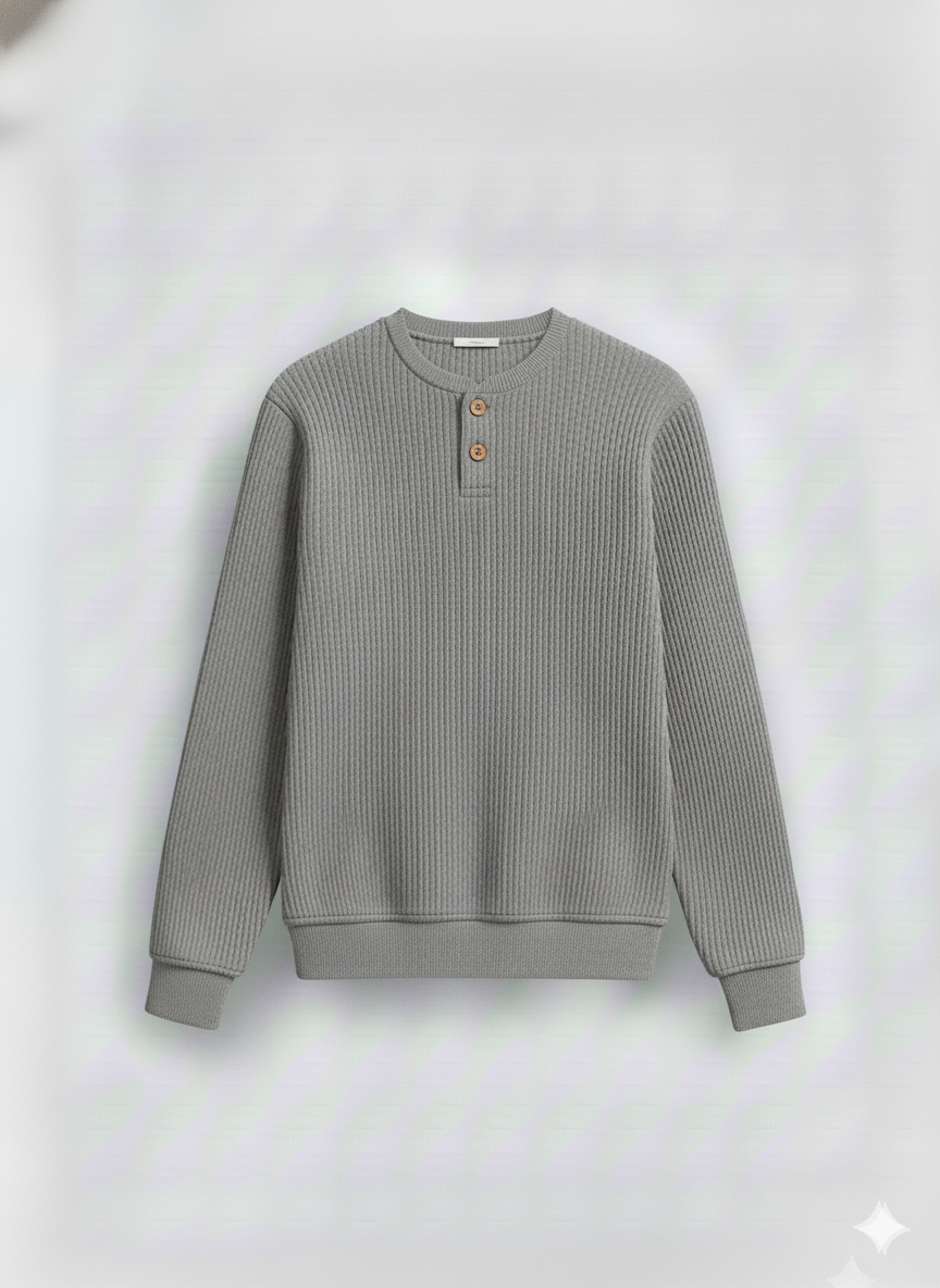 2 Pieces Waffle Knit Henley Pack (White & Gray)