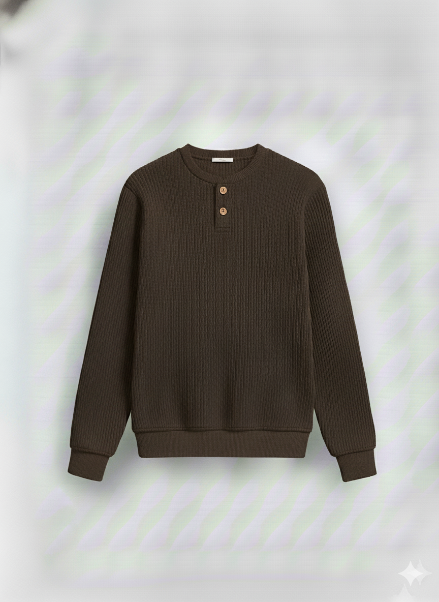 2 Pieces Waffle Knit Henley Pack (Gray & Dark Brown)