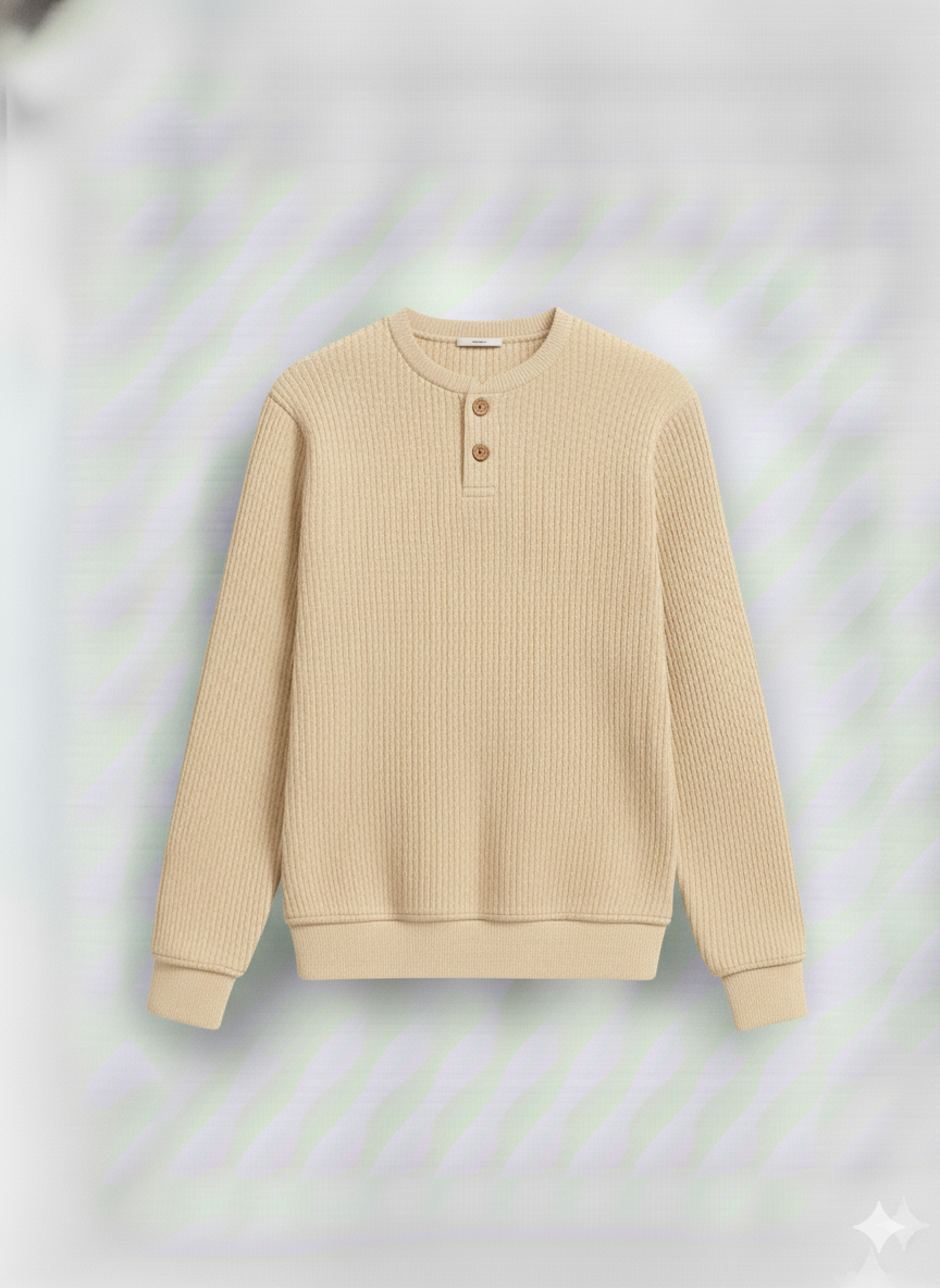 2 Pieces Waffle Knit Henley Pack (Dark Brown & Cream)