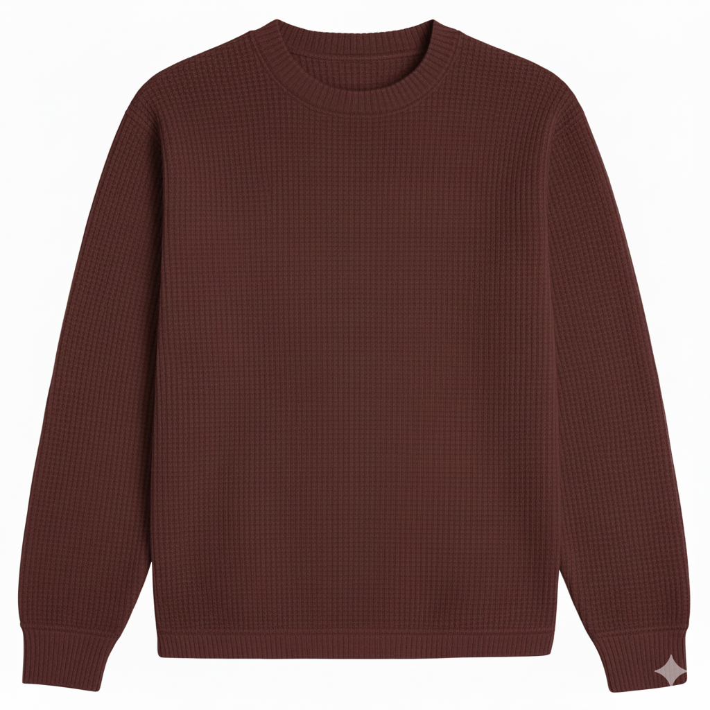 2 Pieces Waffle Knit Tees ( OLIVE GREEN & MAROON )