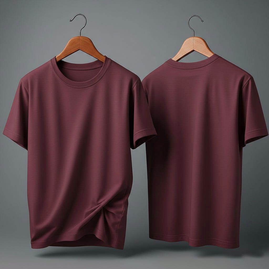 Drop Shoulder Maroon Plain