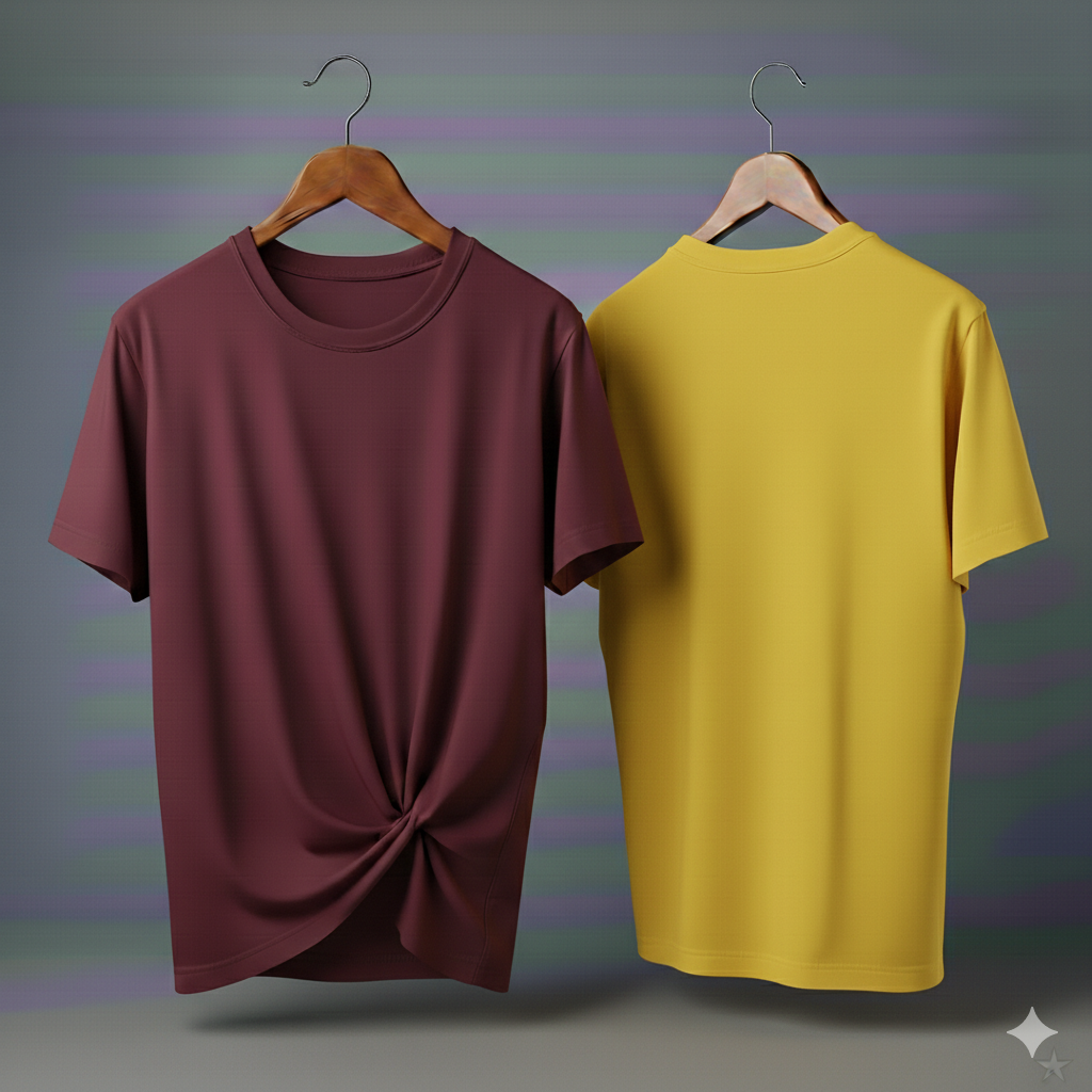 Drop Shoulder Pack of Two (Maroon & Yellow)