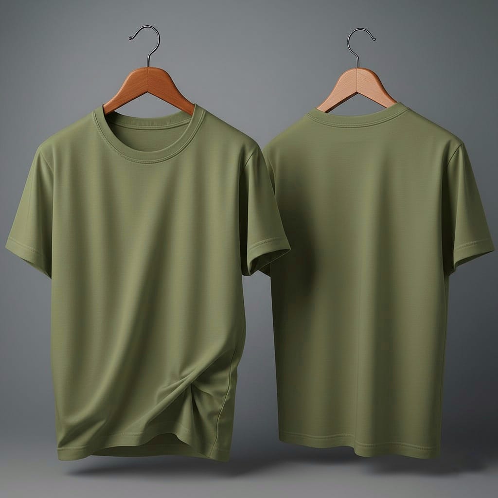 Drop Shoulder Olive Green Plain