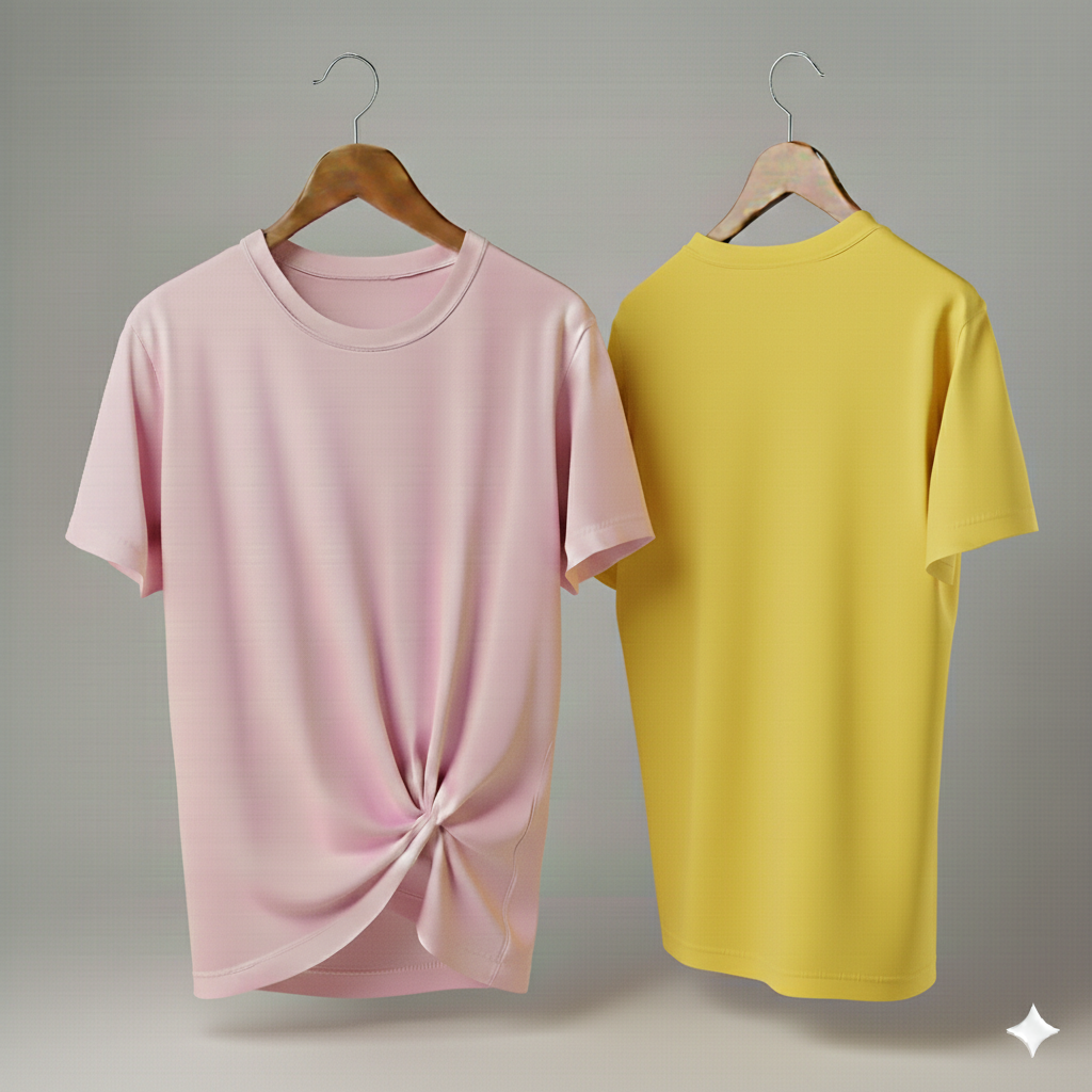 Drop Shoulder Pack of Two (Pink & Yellow)