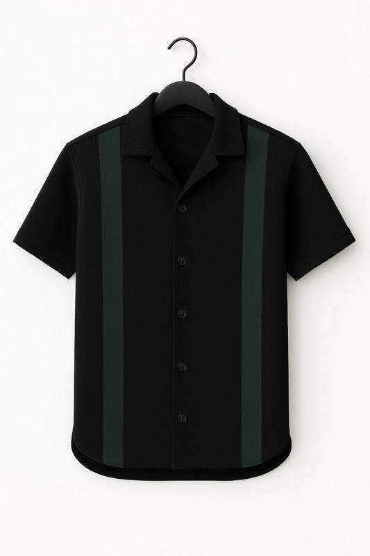Black Green panel Cuban Shirt